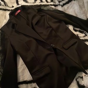 Body central black size large button vest with sheer see-through arm